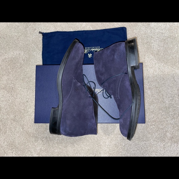 Brooks Brothers Navy Mens Suede Chukka Boots - Picture 4 of 8